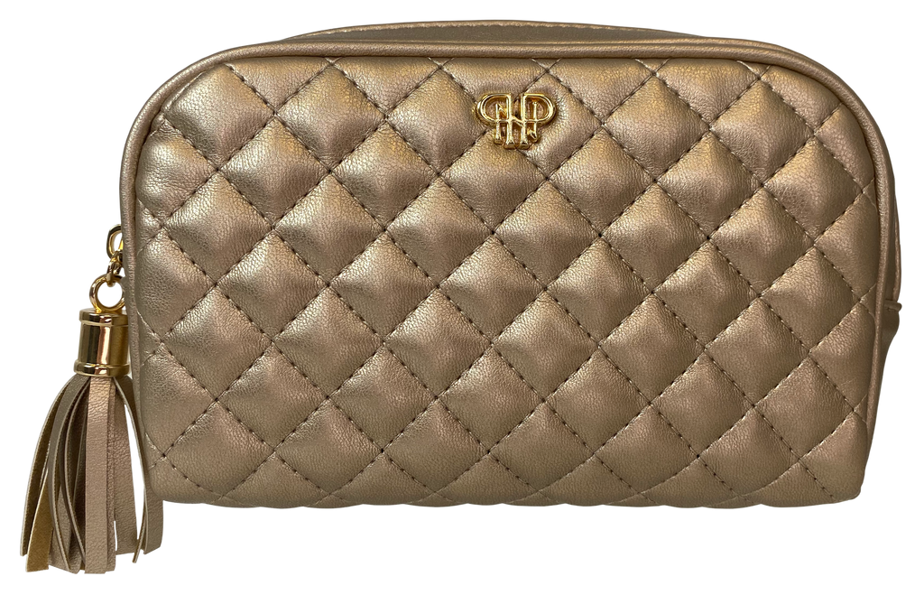 SMALL MAKEUP CASE - GOLD QUILTED
