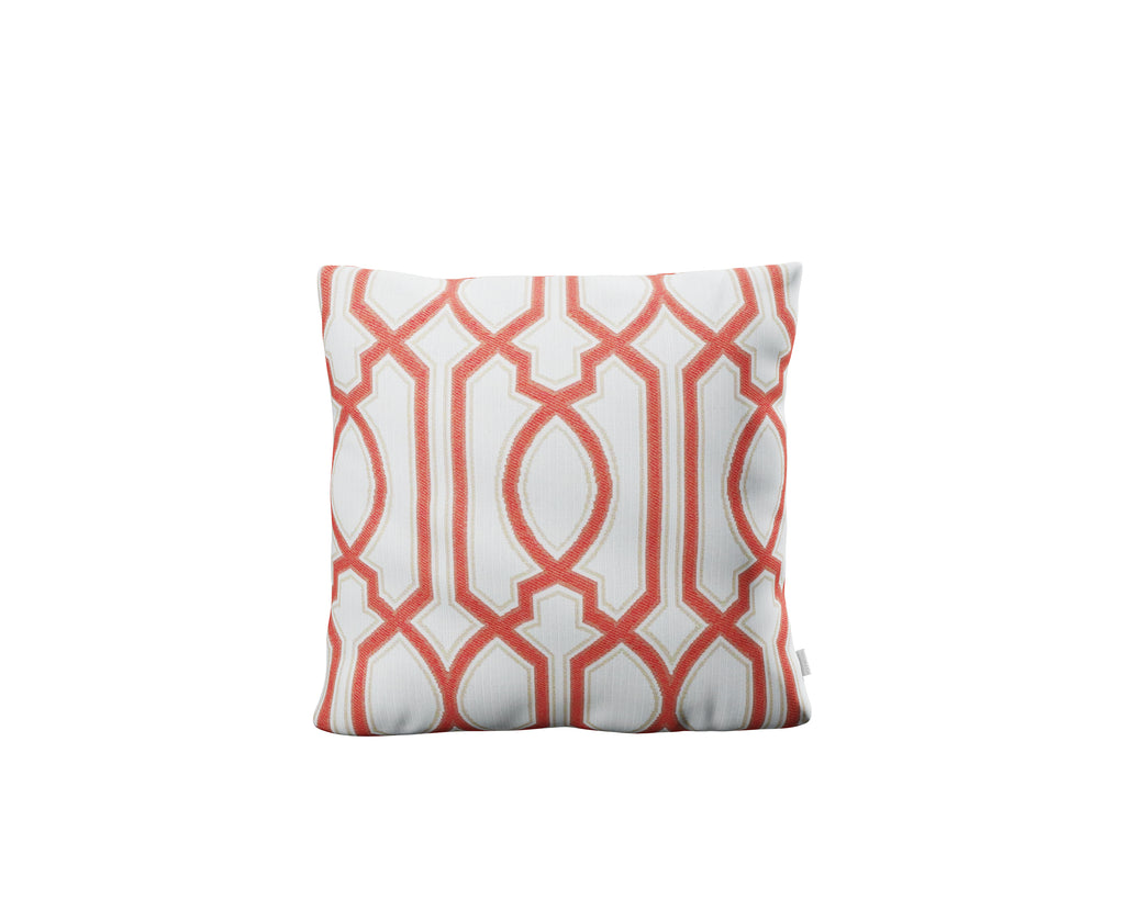 16" Outdoor Throw Pillow in Chelsey Trellis Coral