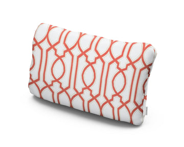Outdoor Lumbar Pillow in Chelsey Trellis Coral