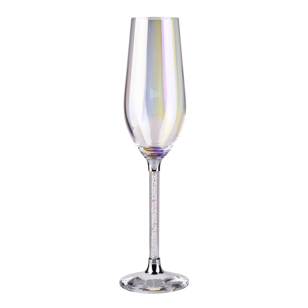 Iridescent Toasting Flutes with Crystal-Filled Stems (Set of 4 or 12)